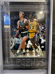 Magic Johnson, Larry Bird Dual Signed 16" x 20" In the Framed Post Photograph