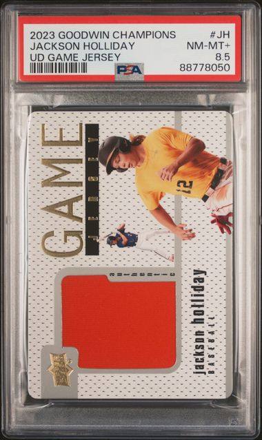 Jackson Holliday 2023 Goodwin Champions UD Game Jersey PSA 8.5