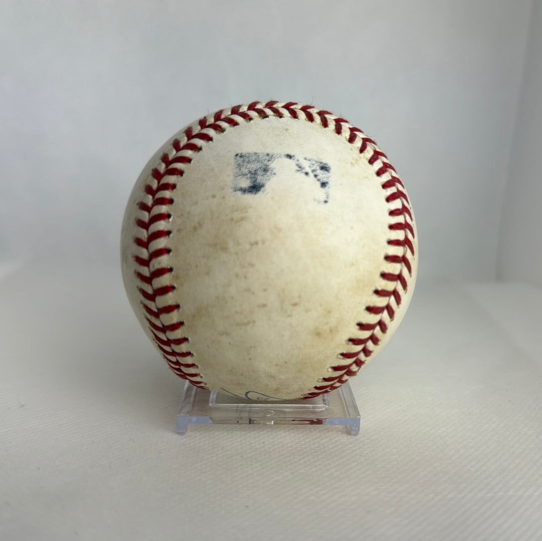 Giancarlo Stanton Autographed MLB Game Used Single Career Hit 985 04/28/18