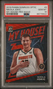 Nikola Jokic 2019-20 Panini Donruss Optic My House red wave prizm PSA 10