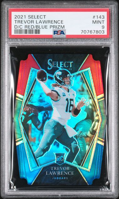 Trevor Lawrence 2021 Panini Select Die-Cut Red/Blue Prizm PSA 9