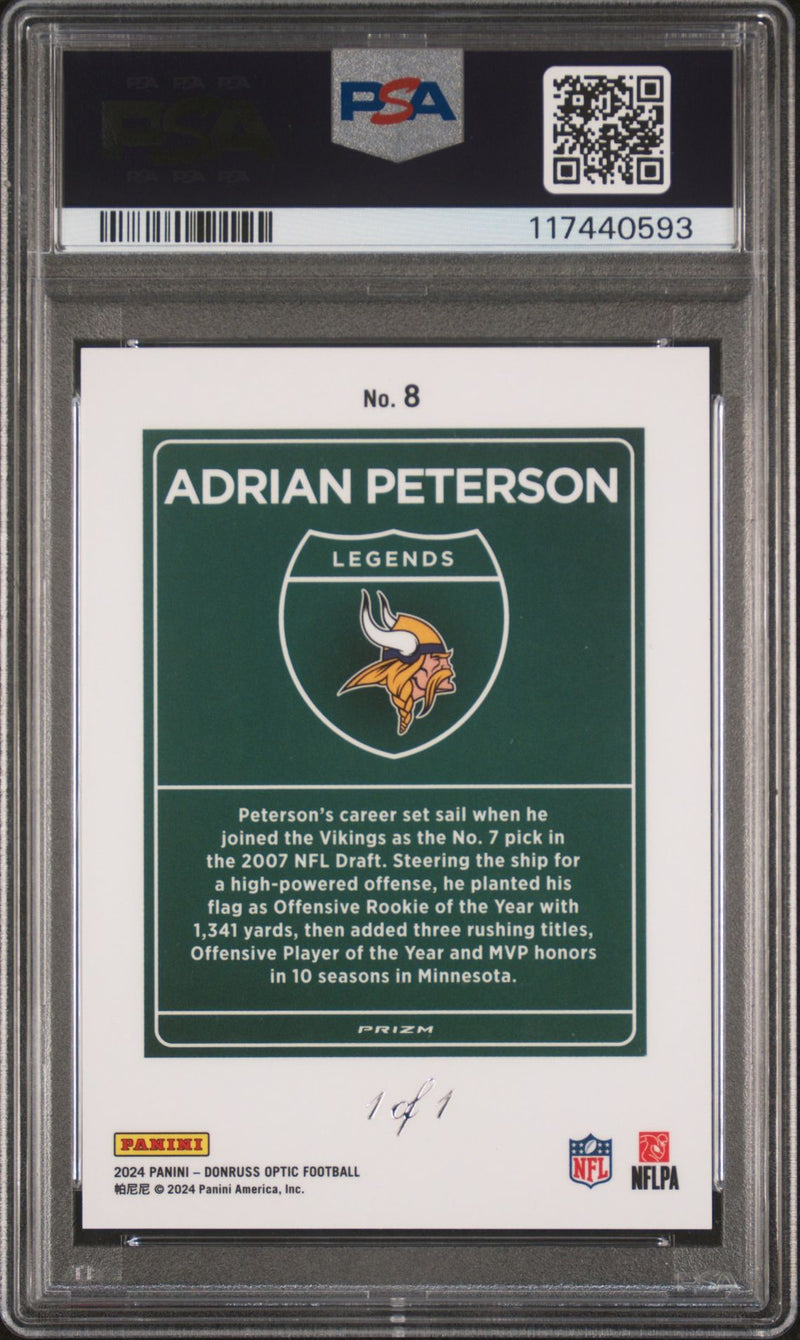 Adrian Peterson 2024 Panini Donruss Optic White Sparkle Downtown 