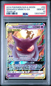 Gengar & Mimikyu GX Pokémon Team Up Ultra Rare #53/181 PSA 10