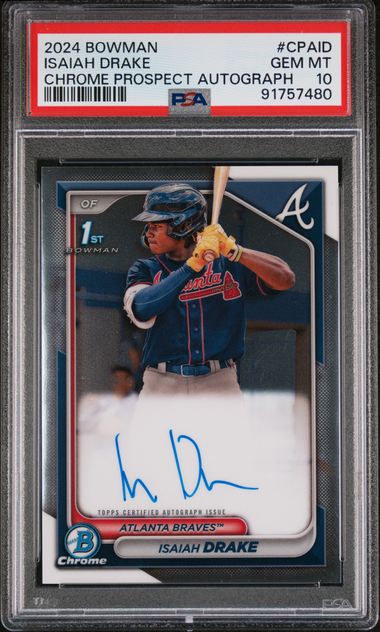 Isaiah Drake 2024 Bowman Chrome Prospect Autograph PSA 10