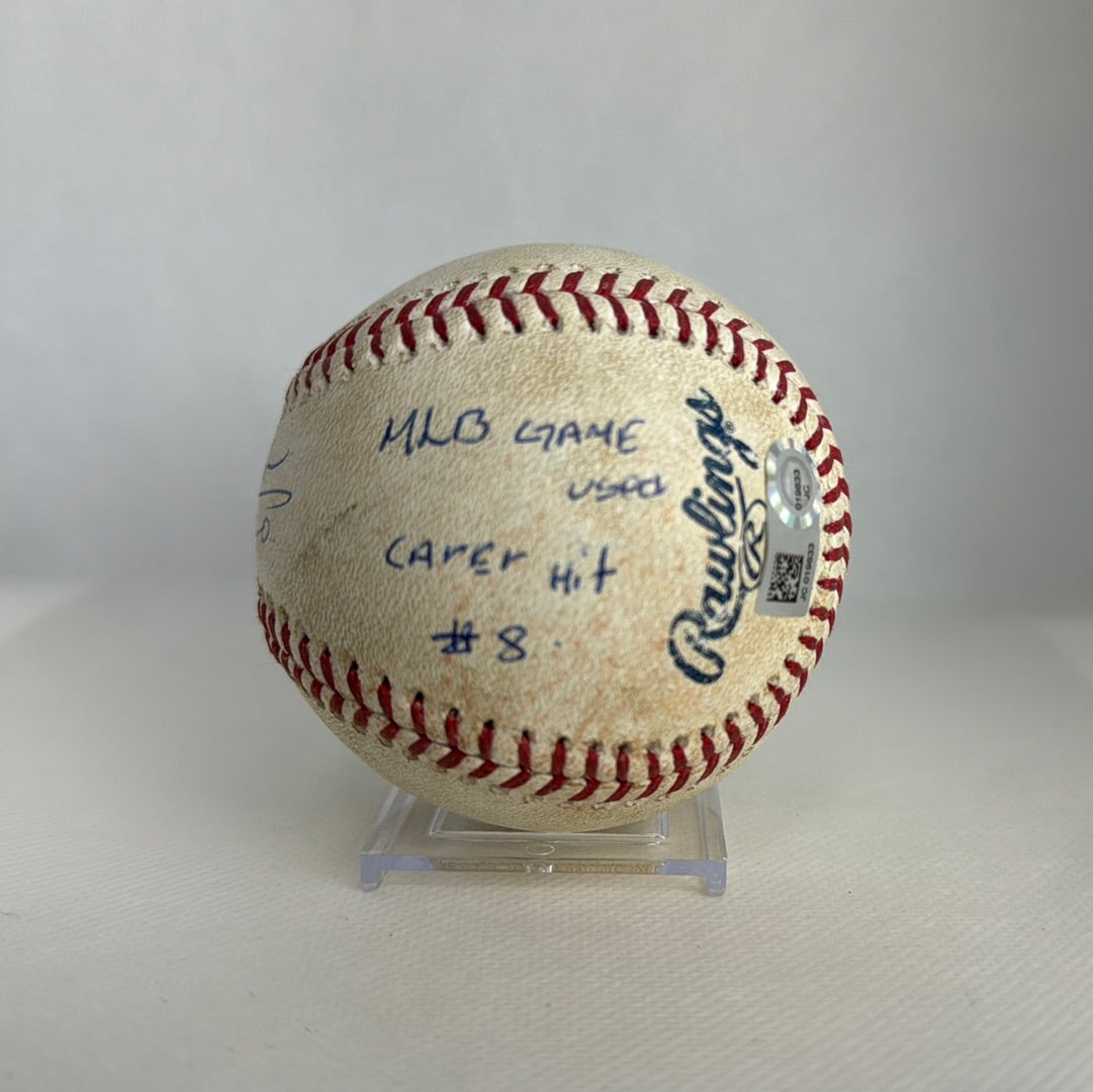 Juan Soto Autographed MLB Game Used Single Career Hit 8 & Michael Taylor Single 05/28/18