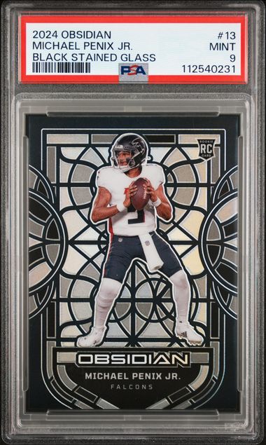 Michael Penix Jr. 2024 Panini Obsidian Black Stained Glass rc PSA 9