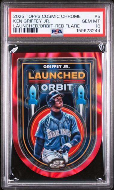 Ken Griffey Jr. 2025 Topps Cosmic Chrome Launched Into Orbit Red Flare #'d 2/5 PSA 10
