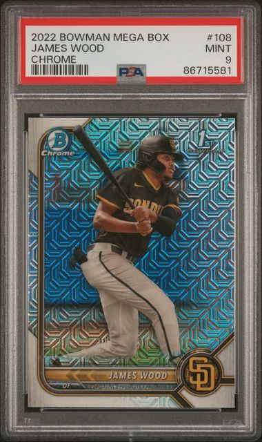 James Wood 2022 1st Bowman Mega Box Chrome Mojo ref PSA 9