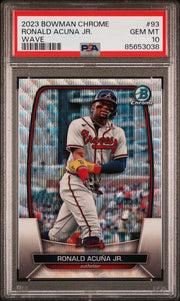 Ronald Acuna Jr. 2023 Bowman Chrome Wave Refractor #'d 046/100 PSA 10