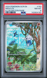Meditite Pokémon Stellar Crown Illustration Rare #153/142 PSA 8