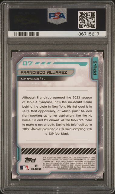 Francisco Alvarez 2023 Topps Chrome Cosmic Planetary Pursuit Uranus SSP PSA 9