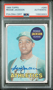 Reggie Jackson 1969 Topps #260 Rookie Card IP Autograph PSA Authentic