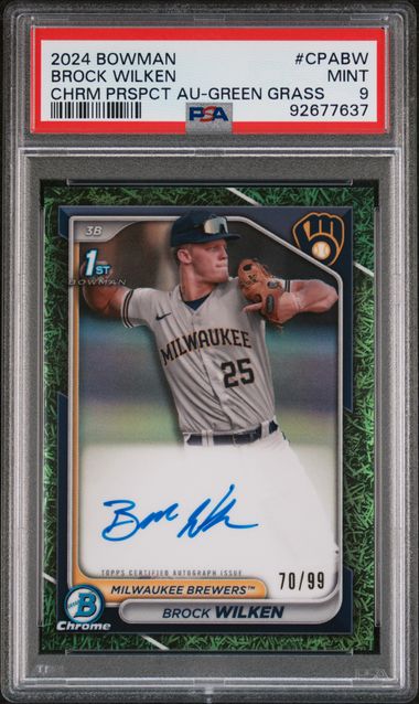 Brock Wilken 2024 1st Bowman Chrome Green Grass autograph ref. 