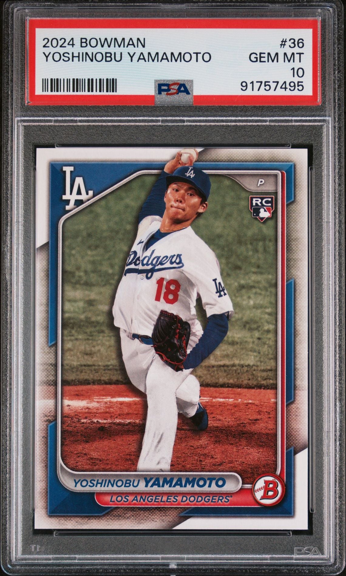 Yoshinobu Yamamoto 2024 Bowman #36 Rookie Card PSA 10
