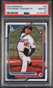 Yoshinobu Yamamoto 2024 Bowman #36 Rookie Card PSA 10