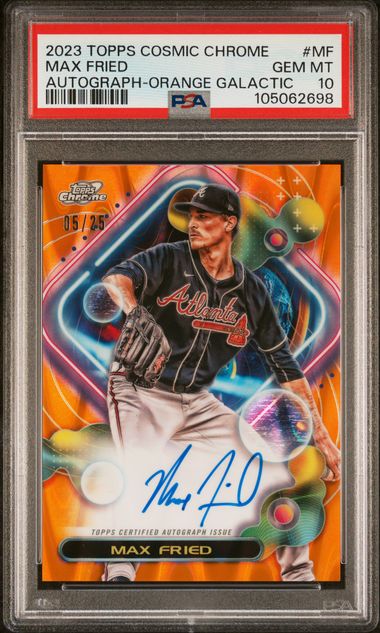 Max Fried 2023 Topps Chrome Cosmic Autograph Orange Galactic 