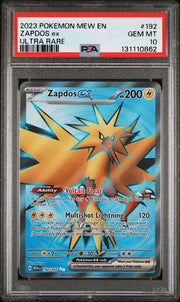Zapdos ex Pokémon 151 Ultra Rare #192/165 PSA 10