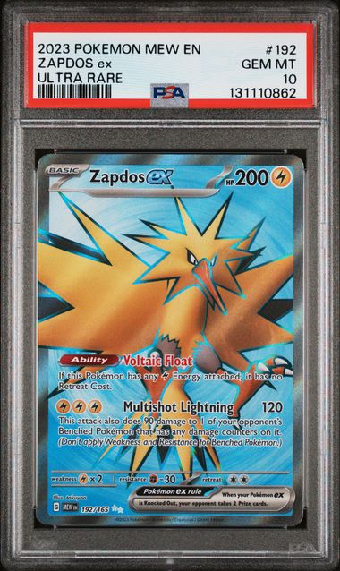 Zapdos ex Pokémon 151 Ultra Rare #192/165 PSA 10