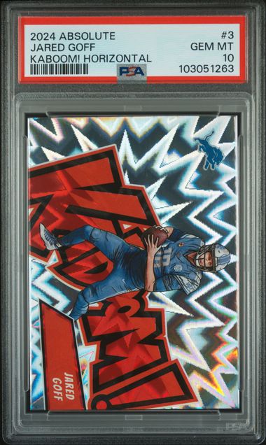 Jared Goff 2024 Panini Absolute Kaboom Horizontal PSA 10