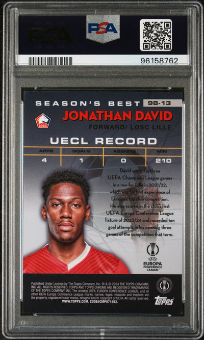 Jonathan David 2023-24 Topps Chrome UEFA '98 Shooting Stars orange lava ref. PSA 10