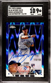 Anthony Volpe 2023 Topps Chrome Rookie Autograph Blue Raywave #'d 116/150 SGC 9 / Auto 10