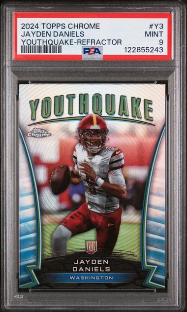 Jayden Daniels 2024 Topps Chrome Youthquake Refractor RC PSA 9
