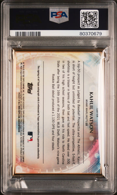 Khalil Watson 2022 Bowman Transcendent autograph rose gold #'d 1/1 PSA 9