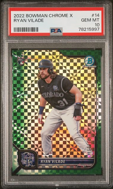 Ryan Vilade 2022 Bowman Chrome X Green X-Fractor rookie card 