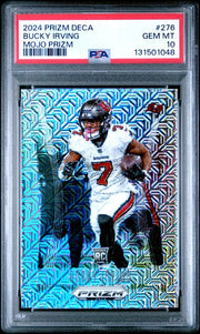 Bucky Irving 2024 Panini Prizm Deca Rookie Card Mojo #'d 02/30 PSA 10