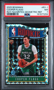 Cooper Flagg 2025 Bowman ROY Favorites Geometric Refractor PSA 7