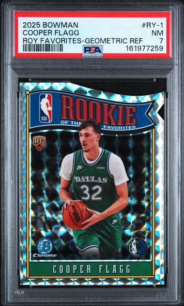 Cooper Flagg 2025 Bowman ROY Favorites Geometric Refractor PSA 7