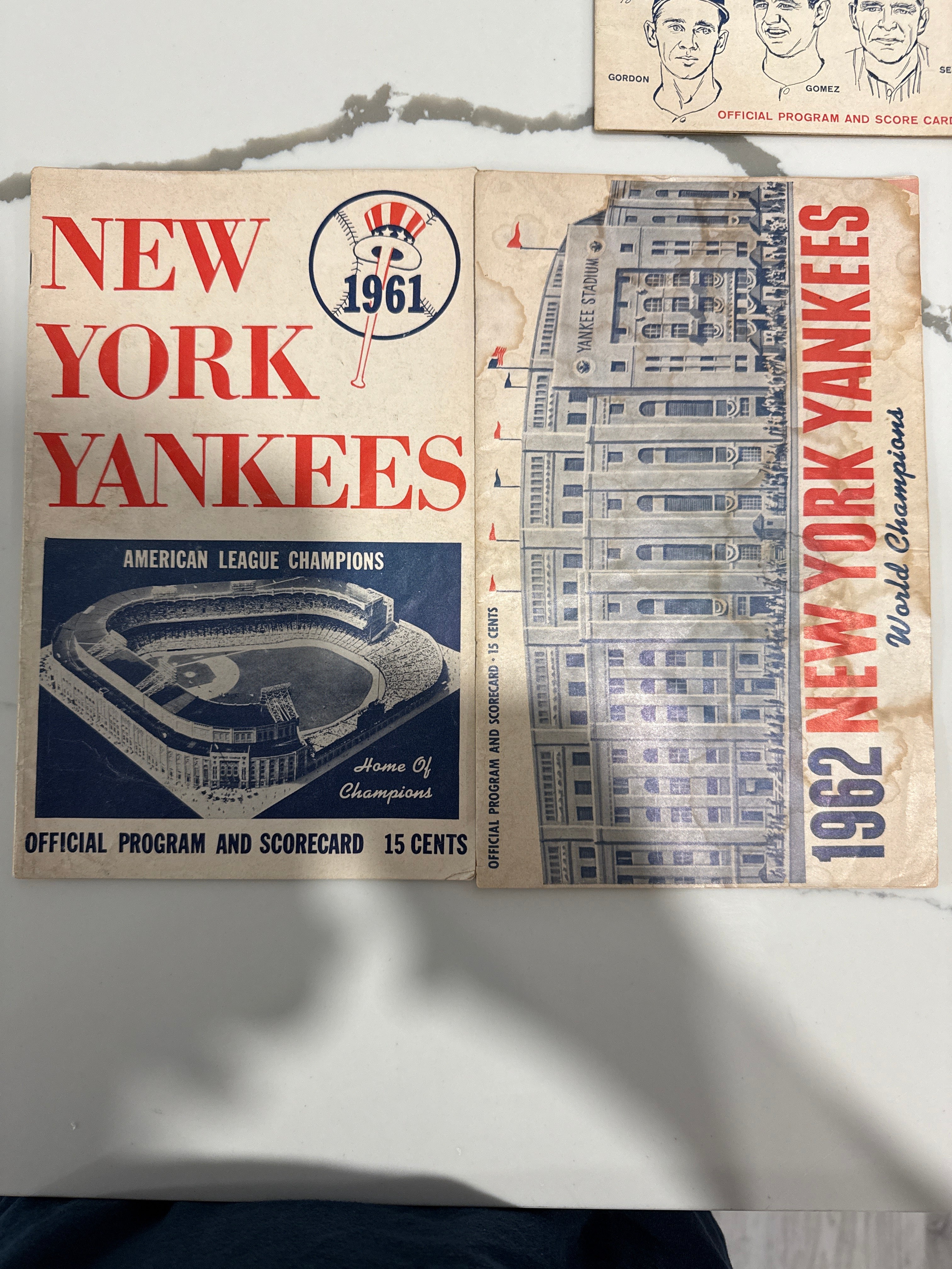 New York Yankees 1959-62 Official Program & Scorecard lot