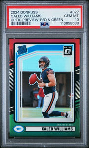 Caleb Williams 2024 Panini Donruss Optic Preview R/G prizm rookie card PSA 10