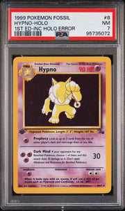 Hypno 1999 Pokemon Fossil 1st Edition - Holo Error #8/62 PSA 7
