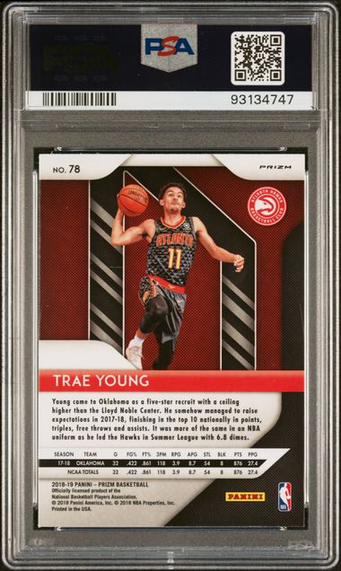 Trae Young 2018 Panini Prizm Silver Rookie Card PSA 9