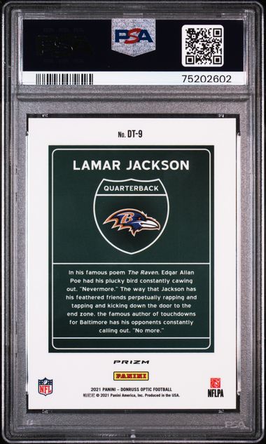 Lamar Jackson 2021 Donurss Optic Downtown PSA 10