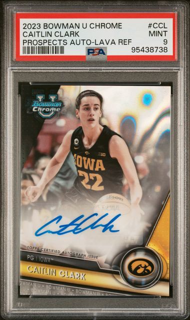 Caitlin Clark 2023 Bowman Chrome U Autograph Lava Ref. #'d 132/199 PSA 9