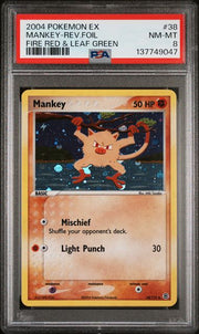 Mankey 2004 Pokemon EX Fire Red & Leaf Green reverse foil #38/112 PSA 8