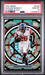 Saquon Barkley 2022 Panini Prizm Stained Glass PSA 10