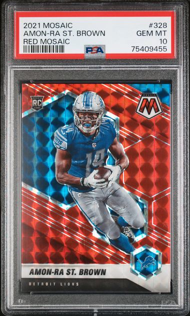 Amon-Ra St. Brown 2021 Mosaic Red Mosaic Prizm PSA 10 RC