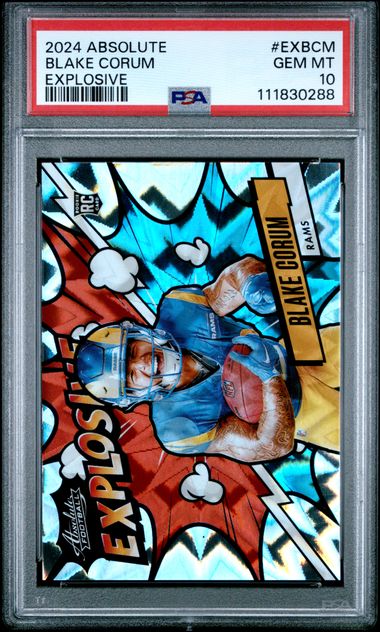 Absolute Blake Blake Corum 2024 Panini Absolute Explosive SSP PSA 10 – Piece Of The Game