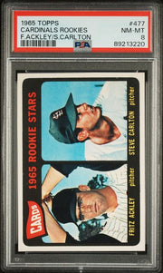 Cardinals Rookies Steve Carlton Fritz Ackley 1965 Topps #477 PSA 8