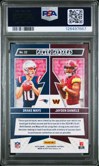Drake Maye Jayden Daniels 2024 Panini Contenders Power Players silver PSA 9