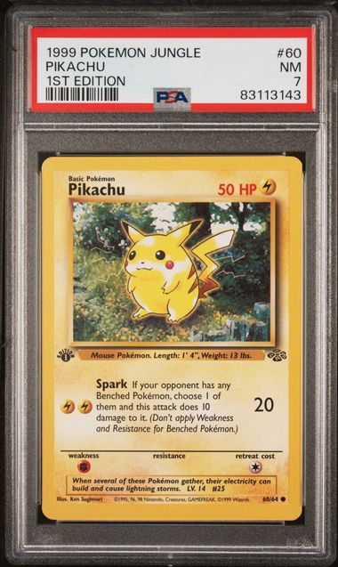 Pikachu 1999 Pokemon Jungle 1st Edition non-holo #60/64 PSA 7