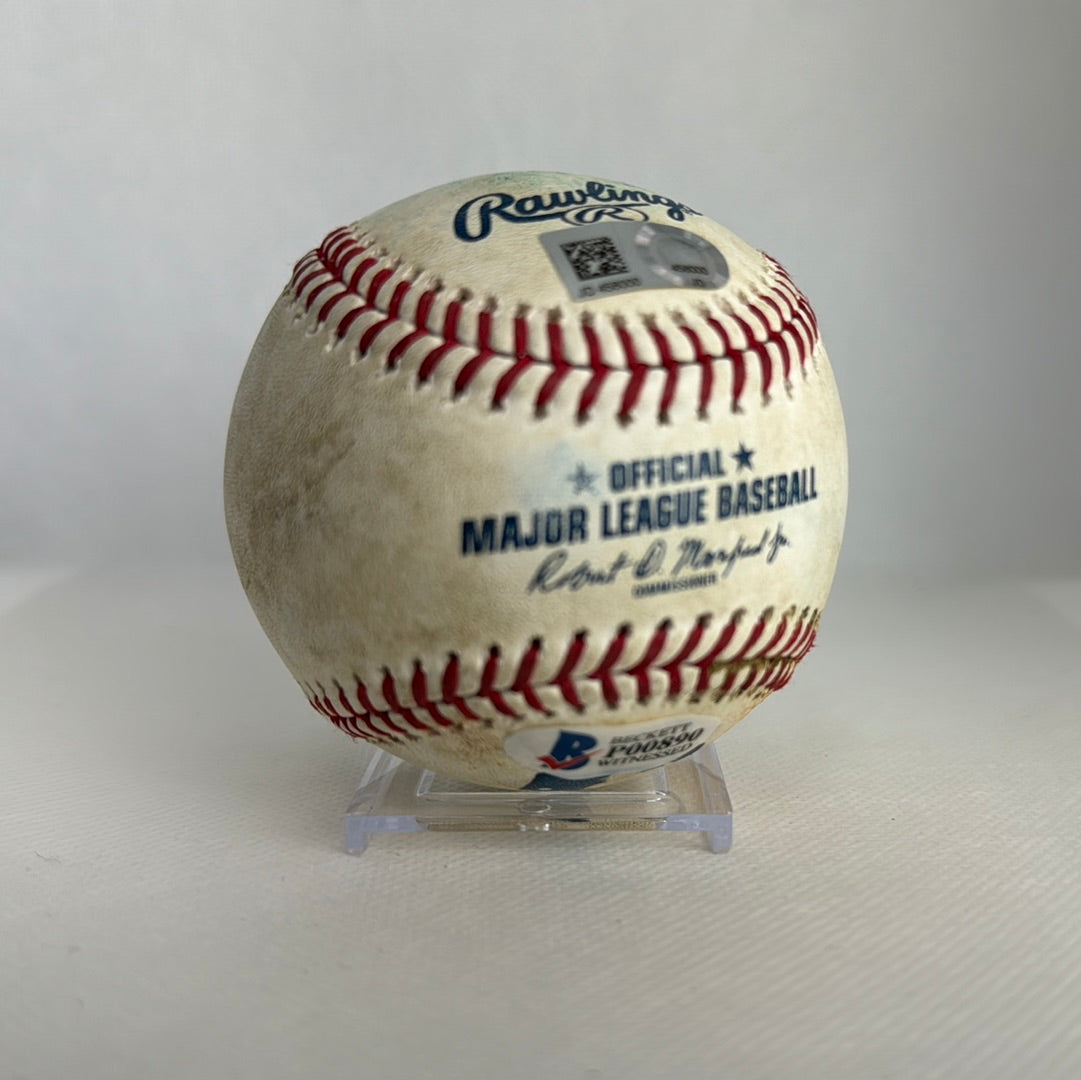 Juan Soto Autographed MLB Game Used Double Career Hit 71 Double 16 08/04/18