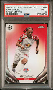 Xavi Simons 2023-24 Topps Chrome UEFA color match #'d 42/99 PSA 9