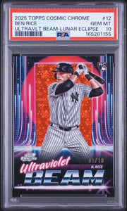 Ben Rice 2025 Topps Cosmic Chrome Ultraviolet Beam Lunar Eclipse #'d 03/10 PSA 10