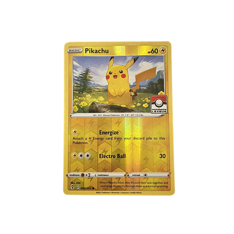 Pikachu Evolving Skies Pokémon League Promo Reverse Holo Foil 049/203
