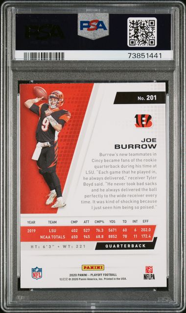 Joe Burrow 2020 Panini Playoff RC PSA 10