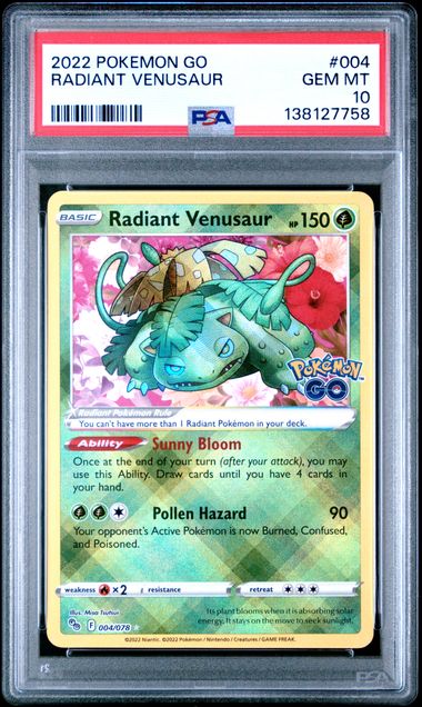 Radiant Venusaur Pokémon Go Ultra Rare #004/078 PSA 10